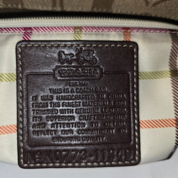 Coach Heritage Signature Stripe Tan/Brown/Red Bucket Bag - Picture 12 of 13